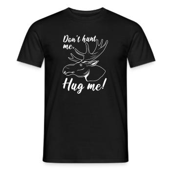 Hug Me Ironic Saying Elk Wildlife Animal Deer - Men's T-Shirt - black - Front - AI Model Male 178 light (178cm)