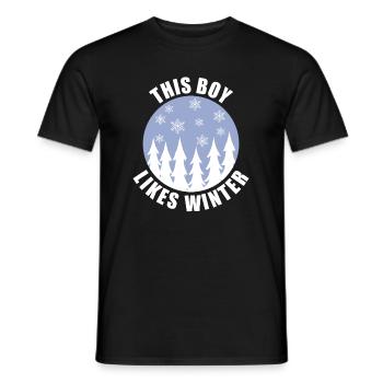 Un garçon aime la saison d'hiver confortable, - T-shirt homme - noir - Devant - AI Model Male 178 light (178cm)