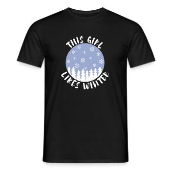 Une fille aime les journées d'hiver, la nature, le - T-shirt homme - noir - Devant - AI Model Male 178 light (178cm)
