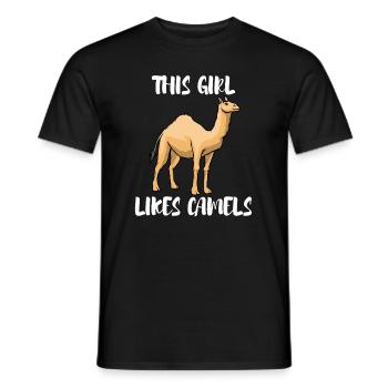 Girl Likes Cute Camels Funny Saying Wilderness - Men's T-Shirt - black - Front - AI Model Male 178 light (178cm)