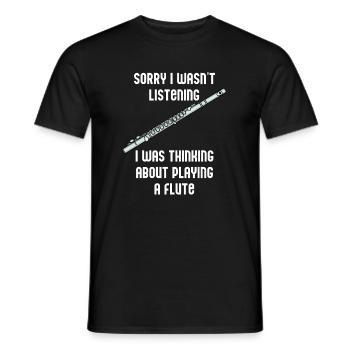 Playing Flute Funny Saying Flutist Orchestra - Men's T-Shirt - black - Front - AI Model Male 178 light (178cm)