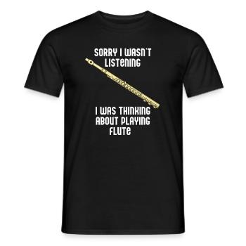 Playing Flute Classical Musician Orchestra Flutist - Men's T-Shirt - black - Front - AI Model Male 178 light (178cm)