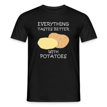 Life With Potatoes Funny Saying Hobby Chef - Men's T-Shirt - black - Front - AI Model Male 178 light (178cm)