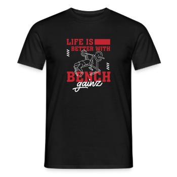 Leben mit Benchpress Gainz Gym Training - Männer T-Shirt - Schwarz - Vorne - AI Model Male 178 light (178cm)