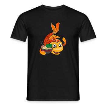 Poisson rouge avec bol à ramen, cuisine japonaise - T-shirt homme - noir - Devant - AI Model Male 178 light (178cm)