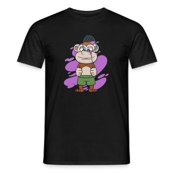 Joli singe jouant au badminton, Hobby Sports - T-shirt homme - noir - Devant - AI Model Male 178 light (178cm)