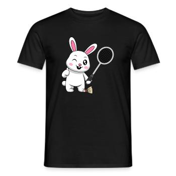 Hobby Sports Lapin jouant au badminton Shuttlecock - T-shirt homme - noir - Devant - AI Model Male 178 light (178cm)