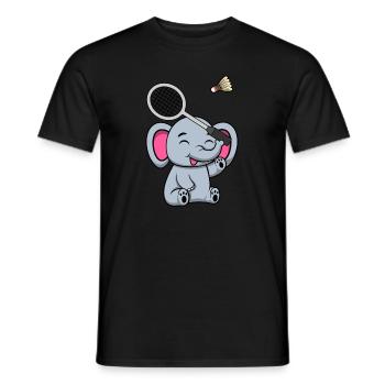 Elephant Safari, joueur de badminton, Shuttlecock - T-shirt homme - noir - Devant - AI Model Male 178 light (178cm)