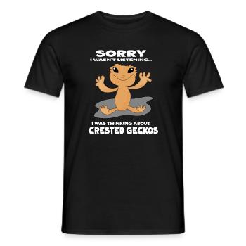 Thinking About Geckos: Ironisches Zitat: - Männer T-Shirt - Schwarz - Vorne - AI Model Male 178 light (178cm)