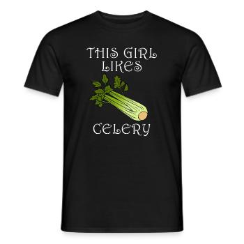 Une fille aime le céleri, les légumes, les - T-shirt homme - noir - Devant - AI Model Male 178 light (178cm)