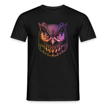 Bunte Eule, künstlerischer Vogel, Wildtiere, - Männer T-Shirt - Schwarz - Vorne - AI Model Male 178 light (178cm)