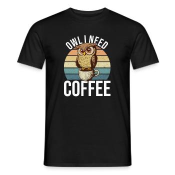 Owl Needs Coffee Office Monday Tue Birds - T-shirt homme - noir - Devant - AI Model Male 178 light (178cm)