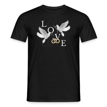 Love Pigeon Rings Wedding Rings Wedding Couple Marriage - T-shirt homme - noir - Devant - AI Model Male 178 light (178cm)
