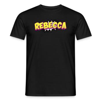 Rebecca Custom Name Comic Book Style Pop Art, - Men's T-Shirt - black - Front - AI Model Male 178 light (178cm)