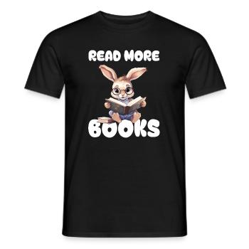 Rabbit reads books and loves novels and stories - Men's T-Shirt - black - Front - AI Model Male 178 light (178cm)