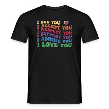 Stolz - Akzeptieren Respekt Unterstützen Bewundern Lieben - Männer T-Shirt - Schwarz - Vorne - AI Model Male 178 light (178cm)