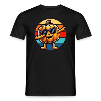 Dabbing Pumpkin Vintage Sunset - Männer T-Shirt - Schwarz - Vorne - AI Model Male 178 light (178cm)