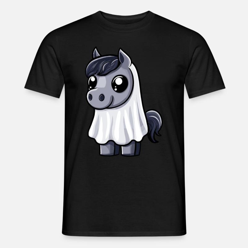 Pferd Halloween Comic Geist - Männer T-Shirt - Schwarz