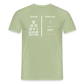 Ophtalmologiste - Avec moi et sans moi Eye Chart - T-shirt homme - vert sauge - Devant - AI Model Male 178 light (178cm)