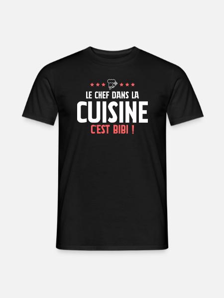 De chef-kok in de keuken is bibi! -Schort - Heren T-shirt - zwart