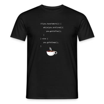 Programming Coffee Full Stack Coder Software - Men's T-Shirt - black - Front - AI Model Male 178 light (178cm)