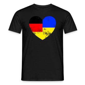 deutschland ukraine herz - Männer T-Shirt - Schwarz - Vorne - AI Model Male 178 light (178cm)