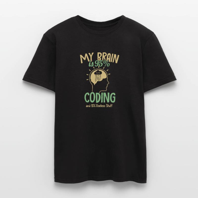 My Brain is 95% Coding Full Stack Coder Software Men’s T-shirt
