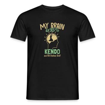 My Brain is 95% Kendo Kata Kenjusu Shinai Samurai - Men's T-Shirt - black - Front - AI Model Male 178 light (178cm)