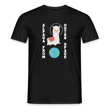 Alpaca From Outer Space Huacaya Pako Lama Alpaka - Männer T-Shirt - Schwarz - Vorne - AI Model Male 178 light (178cm)