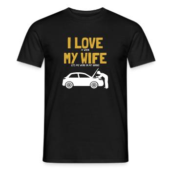 I love my Wife Mechanic Automotive Technician - Men's T-Shirt - black - Front - AI Model Male 178 light (178cm)