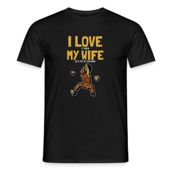 I love my Wife Climbing Bouldering Sport Free - Men's T-Shirt - black - Front - AI Model Male 178 light (178cm)