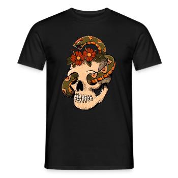 Old School Vintage Snakes Skull Tattoo - T-shirt homme - noir - Devant - AI Model Male 178 light (178cm)