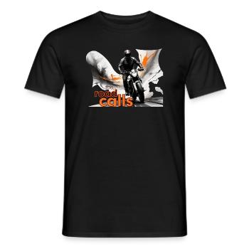 Motorrad, biker, the road calls - Männer T-Shirt - Schwarz - Vorne - AI Model Male 178 light (178cm)