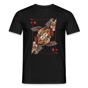 Unicorn Steampunk Card Game Diamonds Queen Poker - Men's T-Shirt - black - Front - AI Model Male 178 light (178cm)
