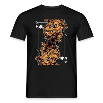 Tiger Steampunk Card Game Spades Queen Poker - Men's T-Shirt - black - Front - AI Model Male 178 light (178cm)