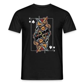 Eagle Owl Steampunk Jeu de Cartes Spades King Poker - T-shirt homme - noir - Devant - AI Model Male 178 light (178cm)