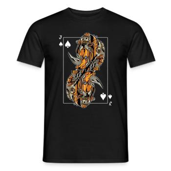 Rhino Steampunk Card Game Spades Jack Poker - Men's T-Shirt - black - Front - AI Model Male 178 light (178cm)