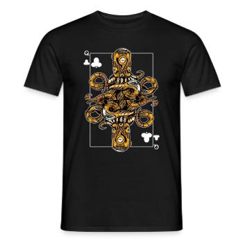 Octopus Steampunk Card Game Cross Queen Poker - Men's T-Shirt - black - Front - AI Model Male 178 light (178cm)