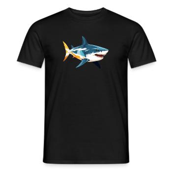 Hai Vektor Kunst mit lebendiger Farbillustration - Männer T-Shirt - Schwarz - Vorne - AI Model Male 178 light (178cm)