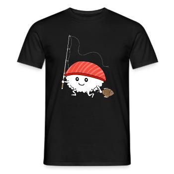 sushi fishing - Men's T-Shirt - black - Front - AI Model Male 178 light (178cm)
