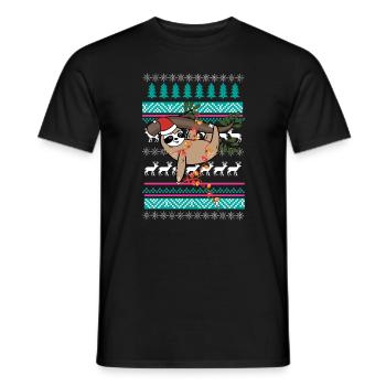 cadeau de noël pull paresseux - T-shirt homme - noir - Devant - AI Model Male 178 light (178cm)