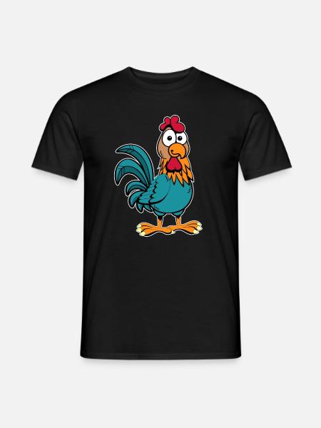 Hahn Huhn - Männer T-Shirt - Schwarz