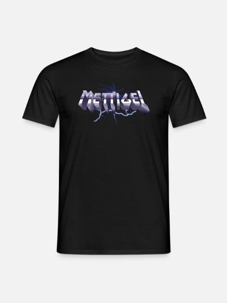 Mettigel T Shirt Design Heavy Metal Schriftzug - Männer T-Shirt - Schwarz