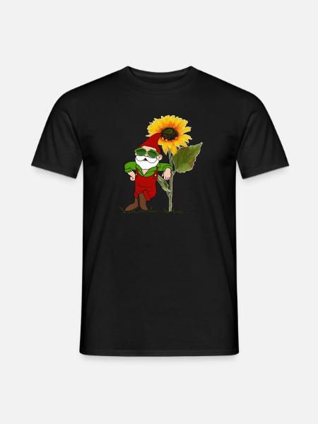 Nain de jardin, tournesol - T-shirt homme - noir