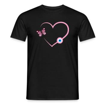Nazar Boncuk Heart Butterfly Pink - Men's T-Shirt - black - Front - AI Model Male 178 light (178cm)
