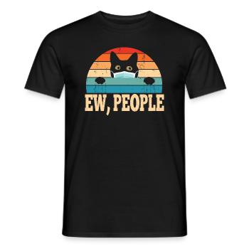 EW PEOPLE Katze Shirt. Geschenk Vintage Retro cat - Männer T-Shirt - Schwarz - Vorne - AI Model Male 178 light (178cm)