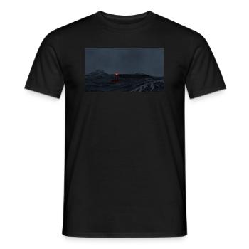 Sturm im Meer, mit leuchtende Boje - Männer T-Shirt - Schwarz - Vorne - AI Model Male 178 light (178cm)