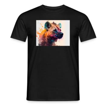 Hyena Wild Dog Safari Wildlife Watercolor - Men's T-Shirt - black - Front - AI Model Male 178 light (178cm)