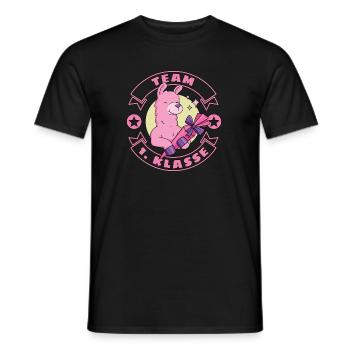 Einschulung Schulkind Schultüte Lama Alpaka - Männer T-Shirt - Schwarz - Vorne - AI Model Male 178 light (178cm)