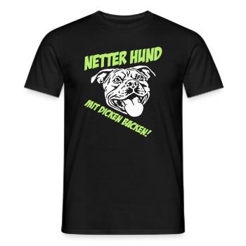 Netter Hund mit dicken Backen hell - Männer T-Shirt - Schwarz - Vorne - AI Model Male 178 light (178cm)